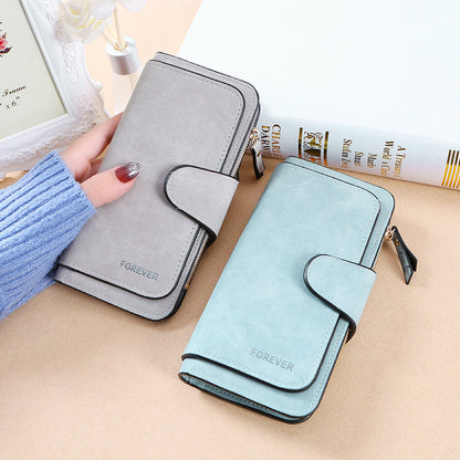 Portefeuille long à trois volets pour femme, nouvelle collection, sac tendance, porte-monnaie multi-cartes, tissu bicolore givré