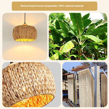 Lustre en rotin et bambou tressé