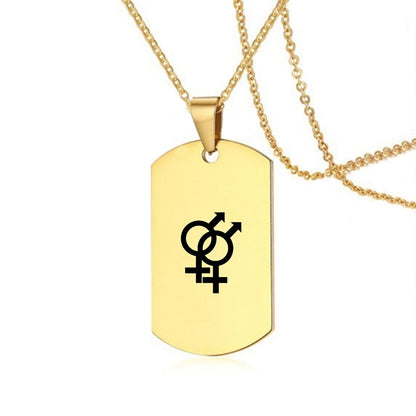 Collier en acier inoxydable avec inscription LGBT, symbole de la fierté gay, lesbienne et transgenre, pour hommes et femmes