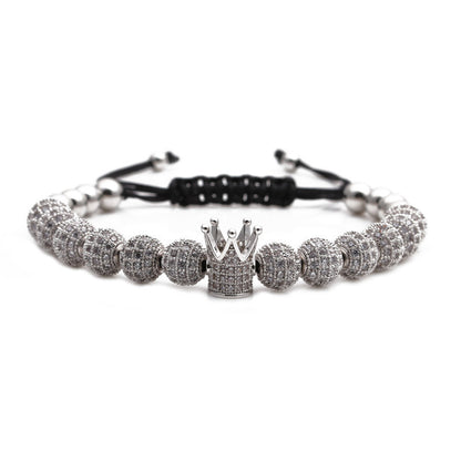 Bracelet ajustable tissé avec micro-incrustations de zircons et strass - LUXARAH