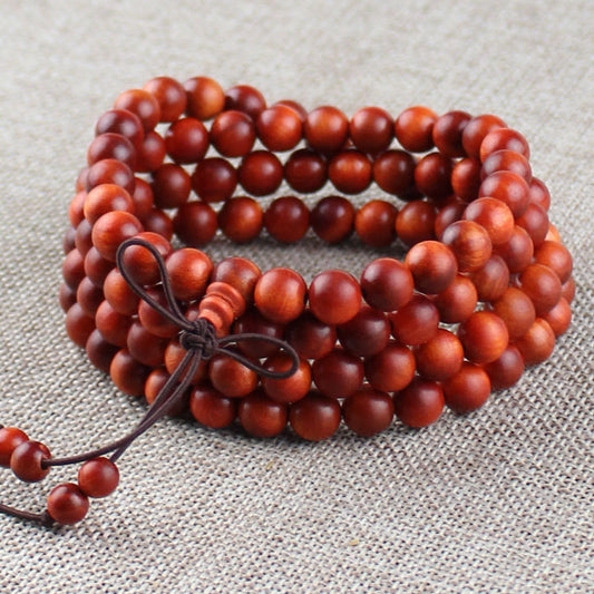 Bracelet en bois naturel et collier de 108 perles de Bouddha - LUXARAH