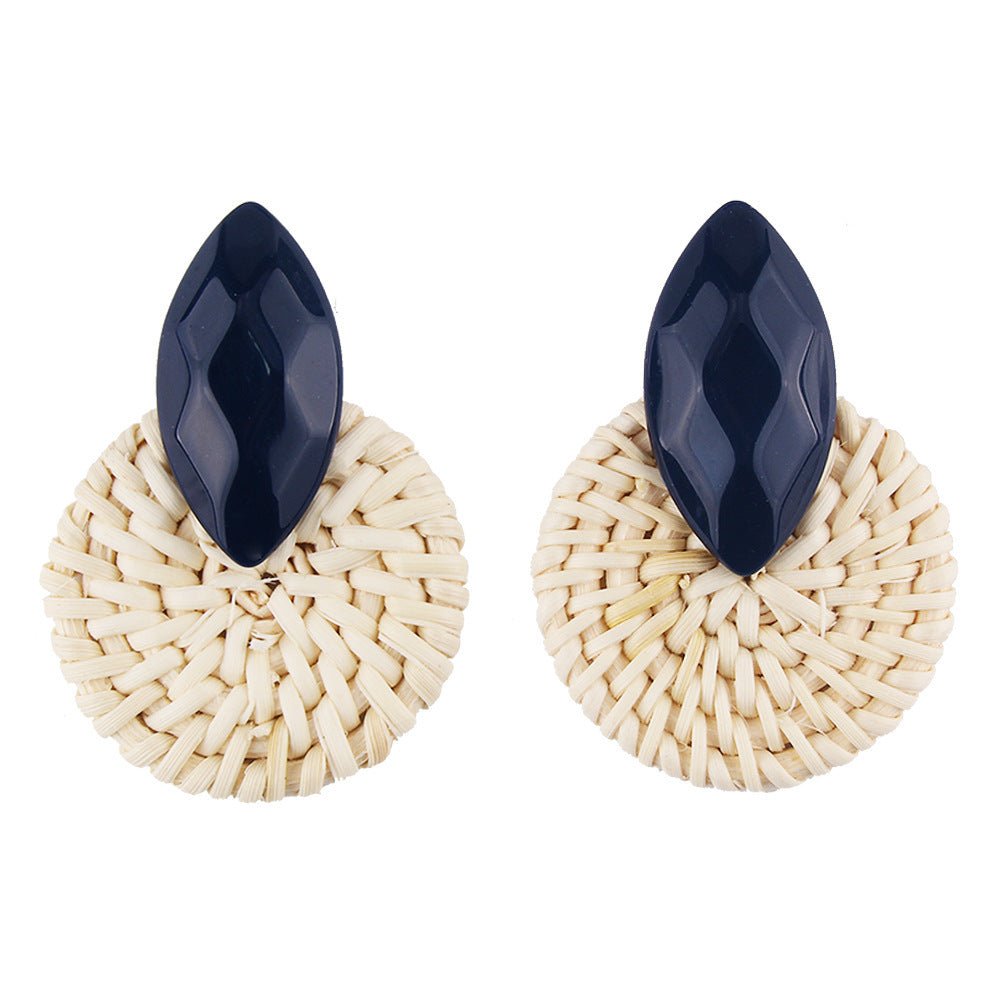 Boucles d'oreilles vintage en rotin tressé - LUXARAH