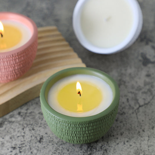Bougies parfumées sans fumée, 100 g, en forme de tasse de ciment, en cire de soja naturelle, aux huiles essentielles, pour décoration de mariage