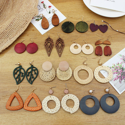 Boucles d'oreilles en rotin et paille - LUXARAH