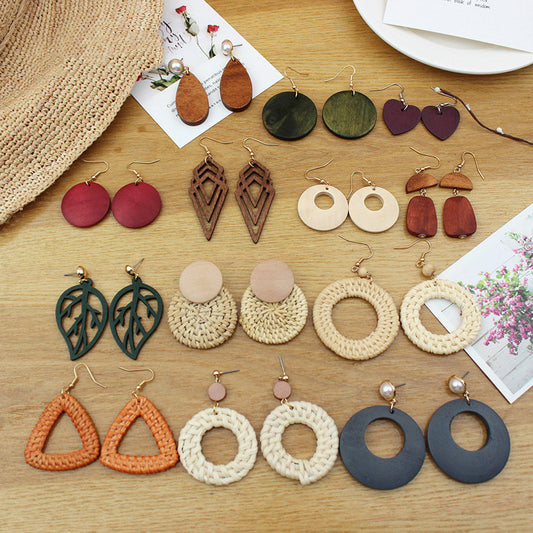 Boucles d'oreilles en rotin et paille - LUXARAH