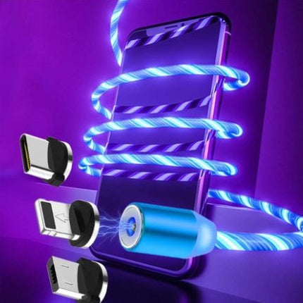 Câble de données magnétique, Flowing Light, compatible avec Apple, compatible avec iPhone et Android, type C