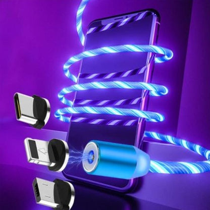 Câble de données magnétique, Flowing Light, compatible avec Apple, compatible avec iPhone et Android, type C