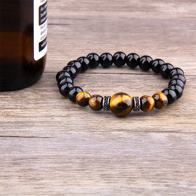 Bracelets en pierres naturelles et perles œil de tigre pour homme - LUXARAH
