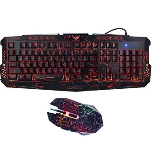 Ensemble clavier de jeu filaire rétroéclairé tricolore J10, souris de jeu lumineuse colorée, clavier russe