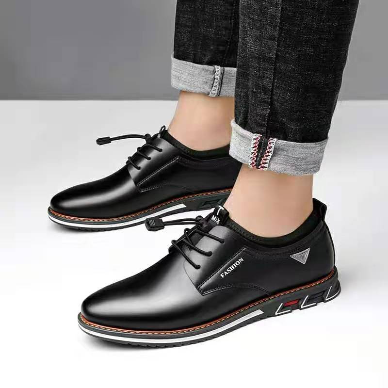 Chaussures en cuir à bout rond, chaussures tendance, chaussures confortables pour hommes - LUXARAH