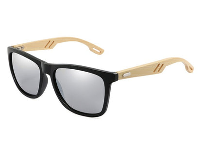 Lunettes de soleil carrées en bambou pour hommes et femmes, en bois coloré
