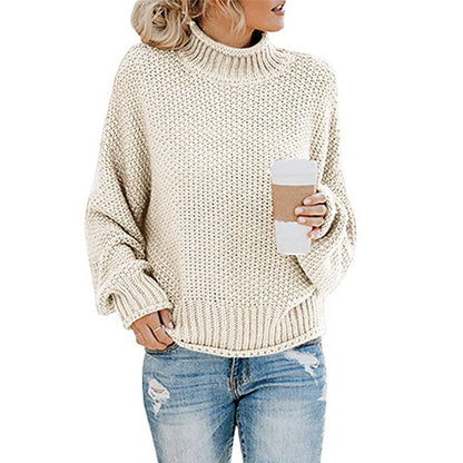Pull col roulé uni, mode hiver, décontracté, tricoté, manches longues, vêtements pour femmes