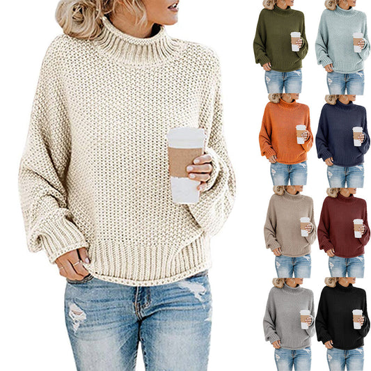 Pull col roulé uni, mode hiver, décontracté, tricoté, manches longues, vêtements pour femmes