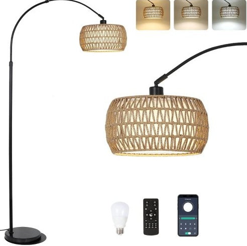 Lampadaire en rotin Simian, 3 niveaux de température réglables - LUXARAH