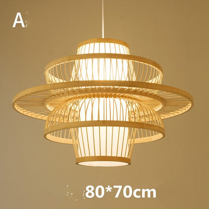 Lustre en bambou pour restaurant chinois, hôtel, famille d'accueil, chambre à coucher, balcon, lanterne, lampe à riz - LUXARAH