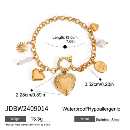 Bracelet chaîne d'amour tendance en acier titane avec perles et nœud