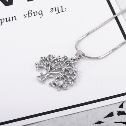 Collier avec pendentif arbre de vie, grand format, en zircone cubique, multicouches, chaîne longue, bijoux à offrir