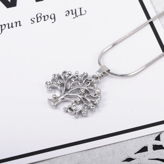 Collier avec pendentif arbre de vie, grand format, en zircone cubique, multicouches, chaîne longue, bijoux à offrir