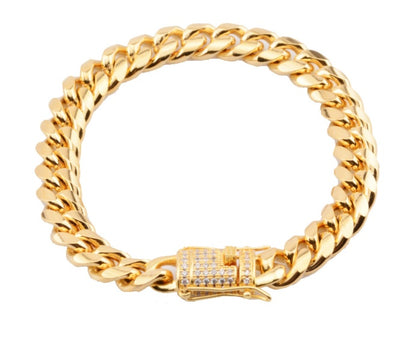 Colliers cubains Miami en acier inoxydable de 8 à 18 mm de large avec fermoir en zircon cubique, grande chaîne lourde pour hommes, bijoux Hip Hop Rock