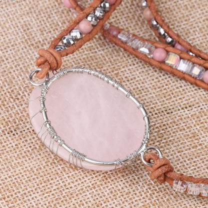 Bracelet en perles de pierre naturelle grain de bois rouge - LUXARAH