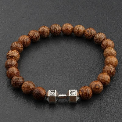Bracelets croix en perles de bois naturel pour hommes, méditation en onyx - LUXARAH