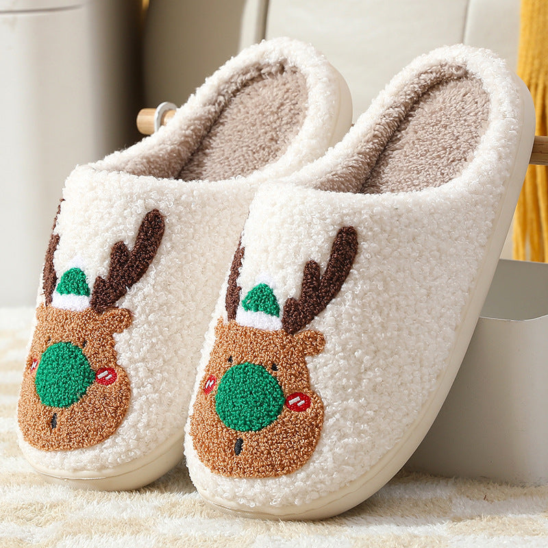 Chaussures de Noël, pantoufles d'hiver pour la maison, pantoufles de chambre douces et confortables, chaussures de maison à enfiler - LUXARAH