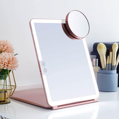 Grand miroir de maquillage portable, rechargeable et pliable. - LUXARAH