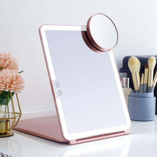 Grand miroir de maquillage portable, rechargeable et pliable. - LUXARAH