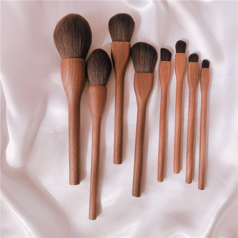 Ensemble de pinceaux de maquillage avec manche en bois, ensemble de pinceaux pour blush, yeux, eye-liner, poudre, fond de teint - LUXARAH