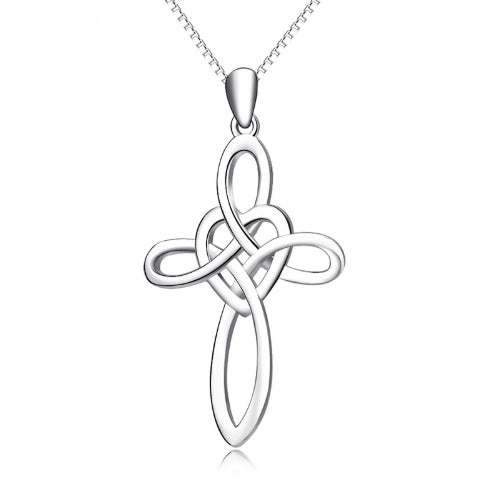 Collier en argent sterling 925 avec pendentif religieux en forme de cœur et croix pour femme, bijou tendance