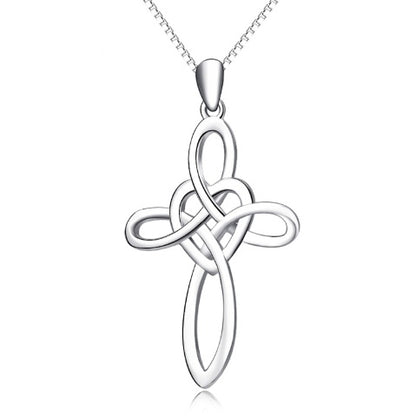 Collier en argent sterling 925 avec pendentif religieux en forme de cœur et croix pour femme, bijou tendance