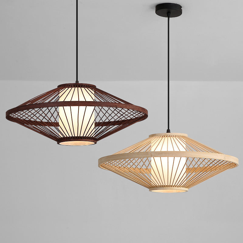 Lustre chinois moderne en bambou, lampe d'art pour restaurant