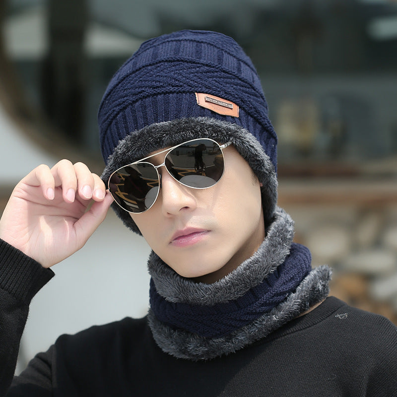 Ensemble bonnet et écharpe d'hiver en tricot chaud, doublé polaire épaisse, cache-cou pour homme et femme