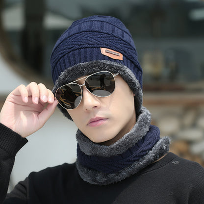 Ensemble bonnet et écharpe d'hiver en tricot chaud, doublé polaire épaisse, cache-cou pour homme et femme