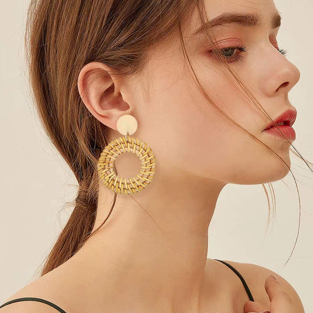 Boucles d'oreilles en rotin faites à la main - LUXARAH