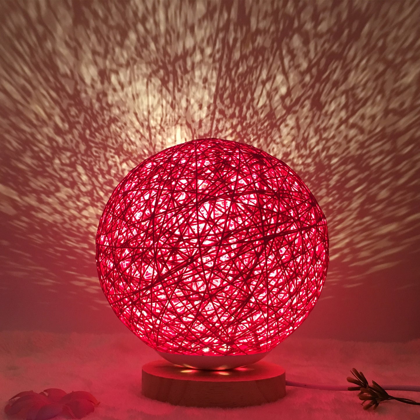 Lampe de table créative en lin, nouveauté et unique, LED intelligente, télécommande, boule en rotin - LUXARAH