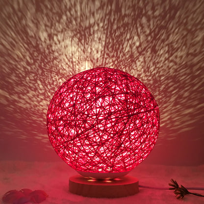 Lampe de table créative en lin, nouveauté et unique, LED intelligente, télécommande, boule en rotin - LUXARAH