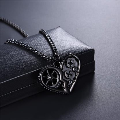 Colliers avec pendentif en forme de cœur en acier inoxydable noir de qualité