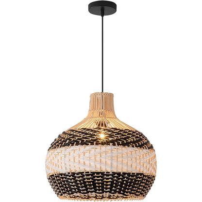 Plafonnier en rotin tressé pour salon, style rétro et créatif - LUXARAH