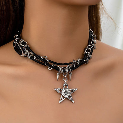 Collares colgantes y remaches Y2K, calaveras y estrellas, estilo punk gótico, tendencia... 