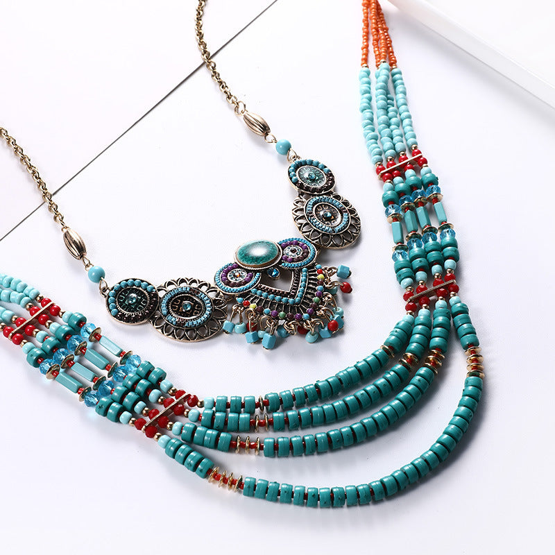 Collier pendentif, bohème pour femme, 60 cm, bijou ethnique, cadeau pour amie - LUXARAH