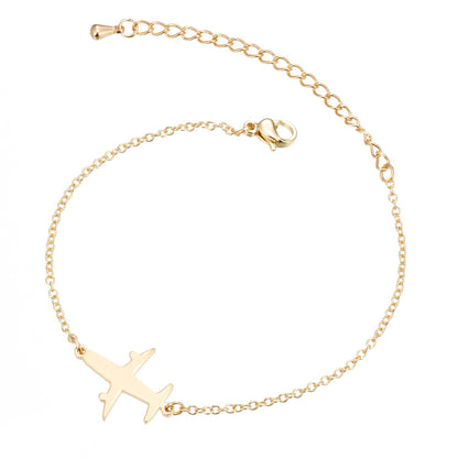 Bracelets en acier inoxydable avec pendentif en forme d'avion, chaîne à breloques tendance, bijoux pour femmes, cadeaux de fête