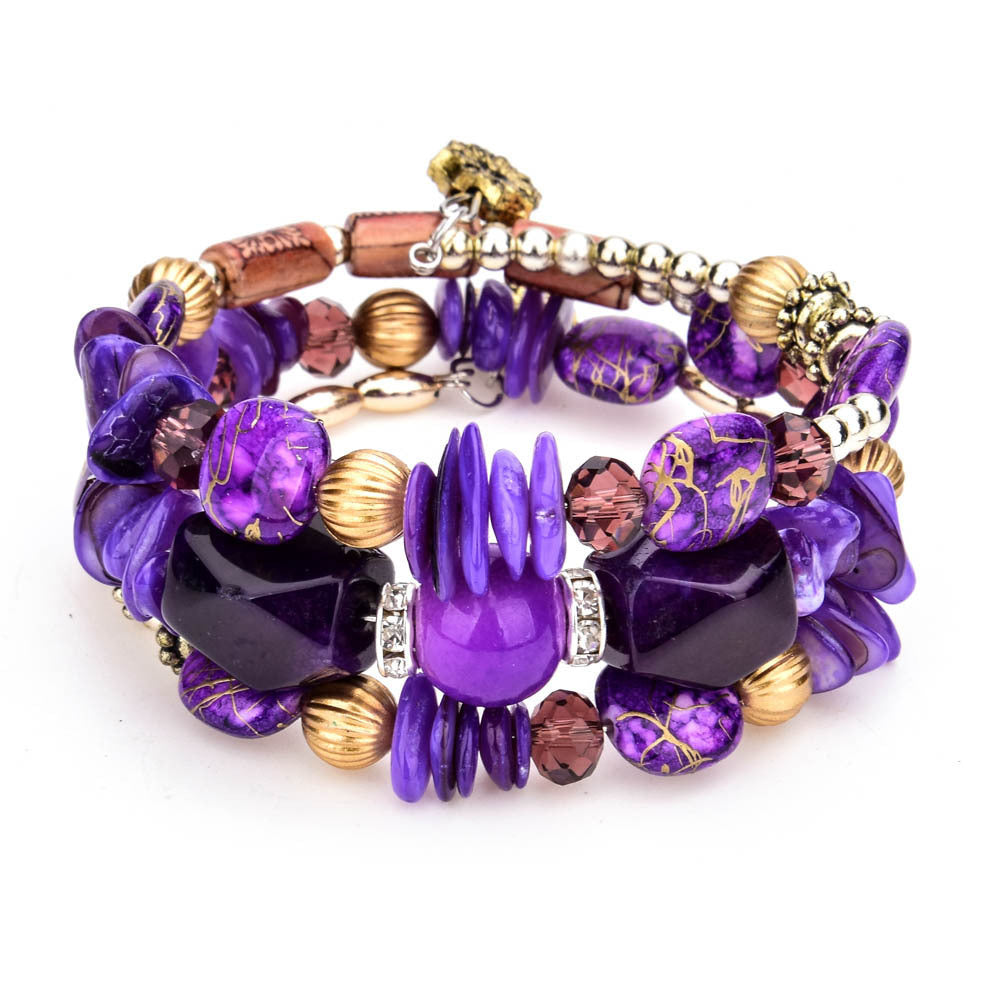 Bracelet en perles turquoise colorées et naturelles pour femme, bracelet multicouche - LUXARAH