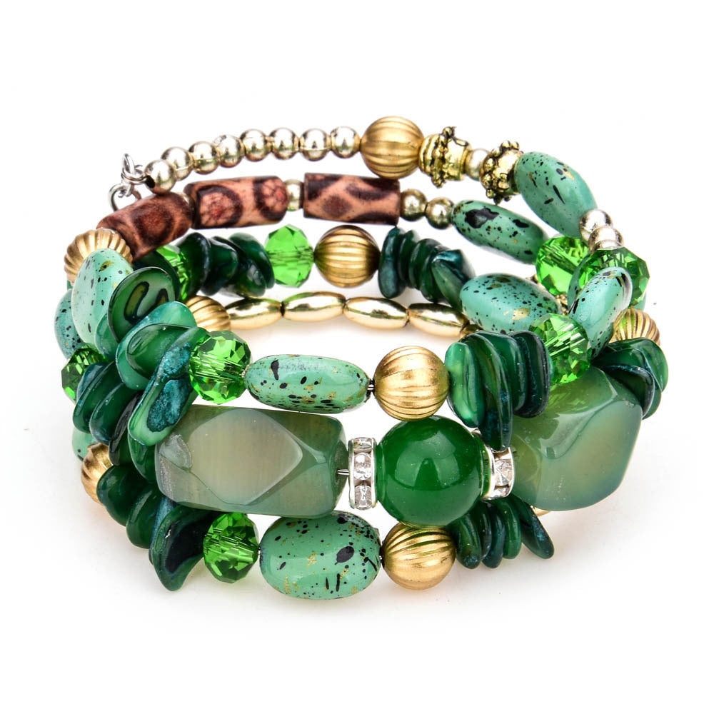 Bracelet en perles turquoise colorées et naturelles pour femme, bracelet multicouche - LUXARAH