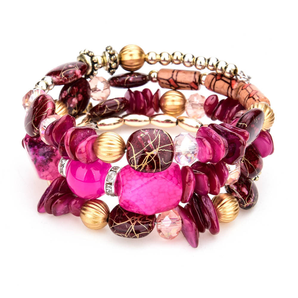 Bracelet en perles turquoise colorées et naturelles pour femme, bracelet multicouche - LUXARAH