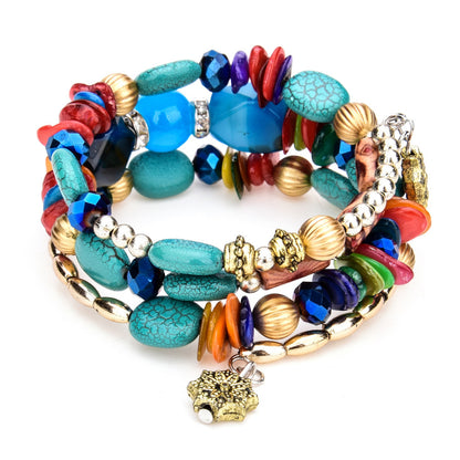 Bracelet en perles turquoise colorées et naturelles pour femme, bracelet multicouche - LUXARAH