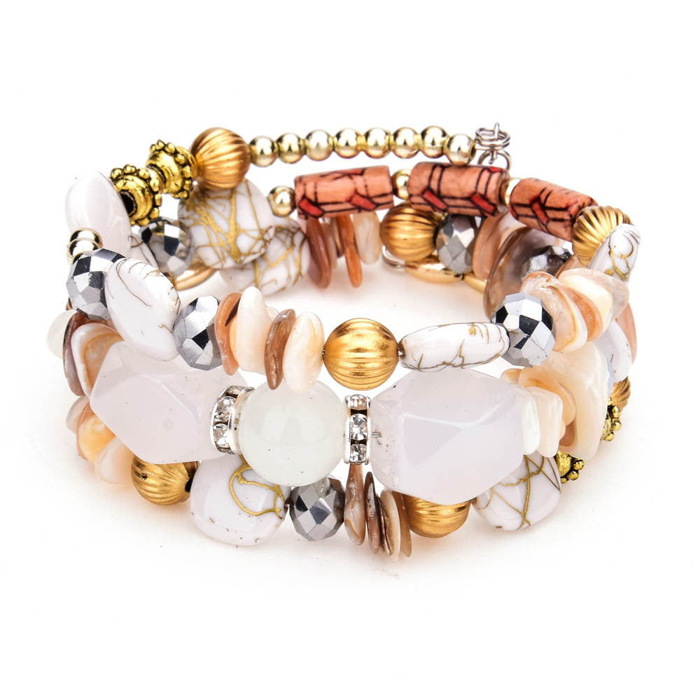 Bracelet en perles turquoise colorées et naturelles pour femme, bracelet multicouche - LUXARAH