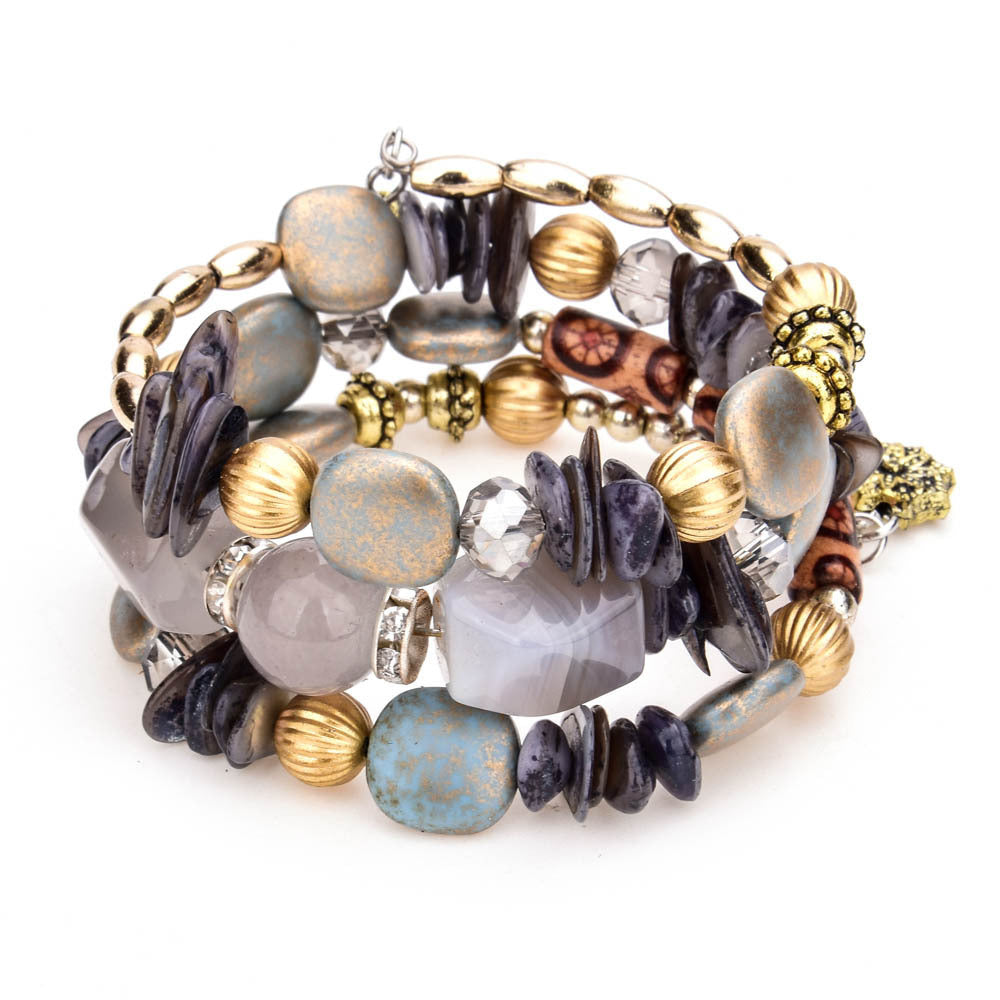 Bracelet en perles turquoise colorées et naturelles pour femme, bracelet multicouche - LUXARAH