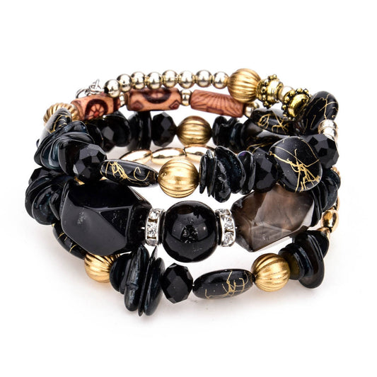Bracelet en perles turquoise colorées et naturelles pour femme, bracelet multicouche - LUXARAH
