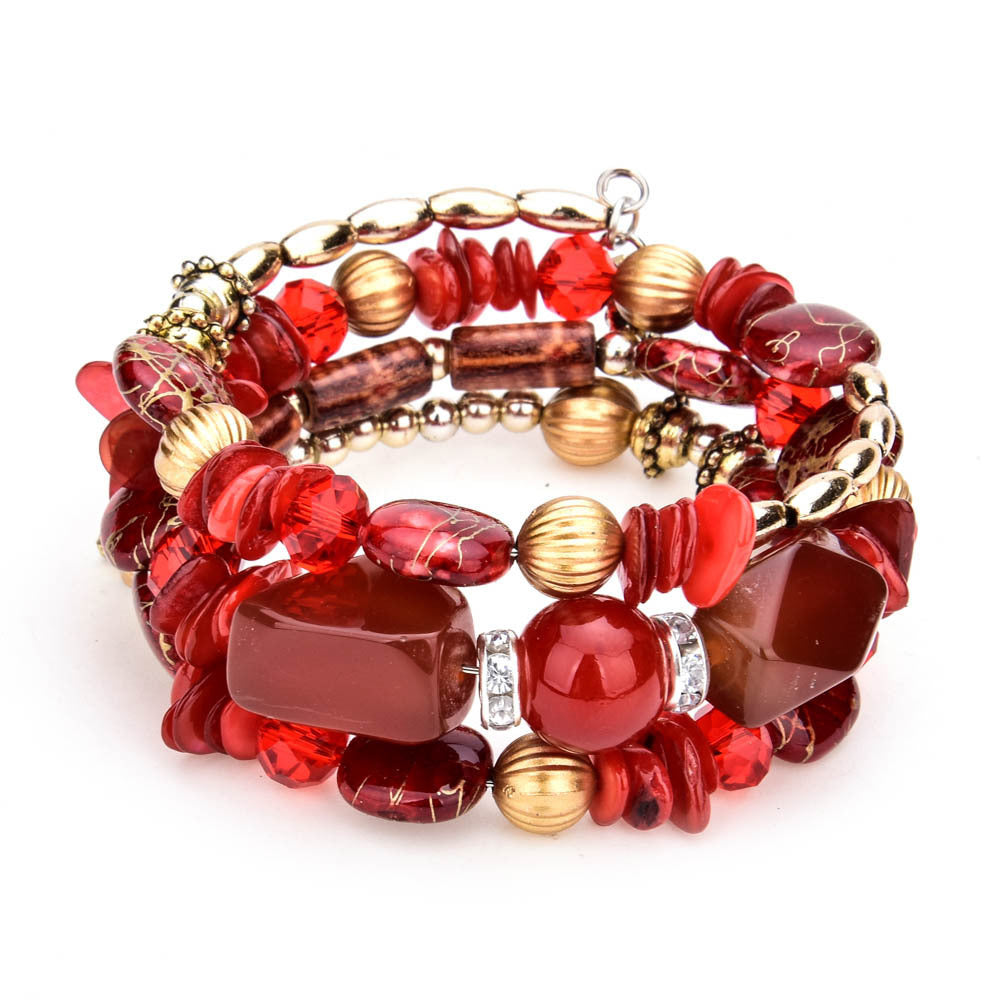 Bracelet en perles turquoise colorées et naturelles pour femme, bracelet multicouche - LUXARAH